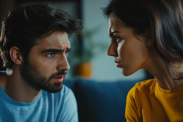 Fototapeta premium Generative AI Image of Family Couple in Conflict Highlighting Emotional Tension and Family Issues