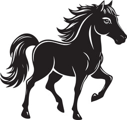 Horse Trotting Stylized Silhouette Vector Illustration Graphic