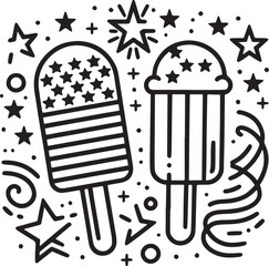 Ice Cream United States Stylized Vector Illustration Graphic