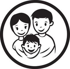 Husband and Wife with Young Child Circle Vector Illustration Graphic