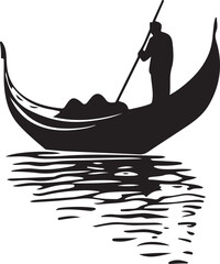 Italian Gondola Silhouette Vector Illustration Graphic © PapaGray