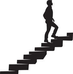 Man Walking Up Stairs Silhouette Vector Illustration Graphic