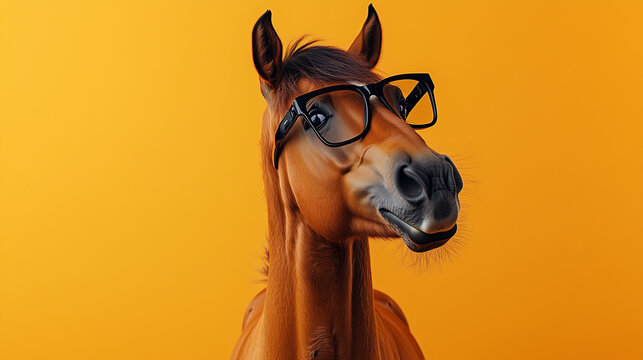 portrait of a horse with glasses - Powered by Adobe