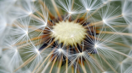 Fototapeta premium Intricate Macro Photography of a Dandelion Seed Head with Soft Focus