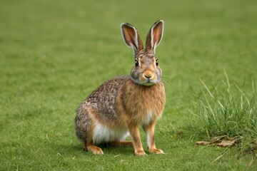 Obraz premium there is a brown rabbit sitting in the grass looking at the camera