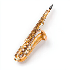 Fototapeta premium Golden saxophone on white background, showcasing elegant design isolated design on white background