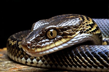 Obraz premium a close up of a snake with a black background