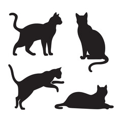 A Collection Of Cat Silhouette Vector.