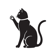 Cat Silhouette Vector On White Background