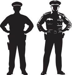 Police Officer Standing Stylized Silhouette Vector Illustration Graphic