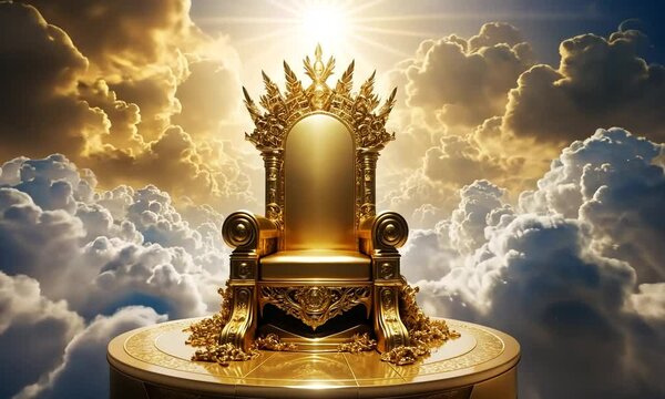 Golden Throne in Heavenly Clouds: A Divine Image