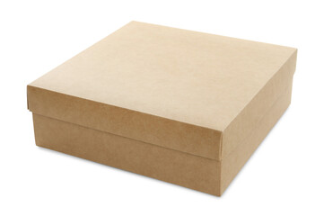 One blank cardboard box isolated on white. Mockup for design