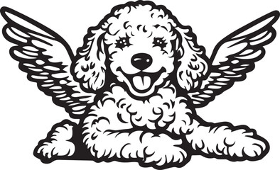 Poodle Dog with Angel Wings Stylized Vector Illustration Graphic