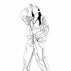 Vector illustration of beautiful K-Pop idol with stylish jacket and hat.