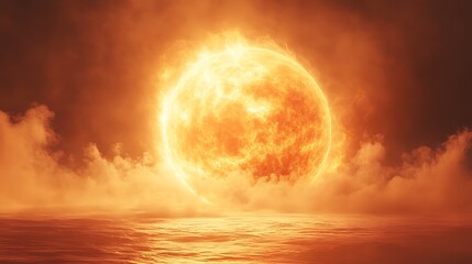 Fiery sun encased in flames portraying celestial intensity wallpaper image