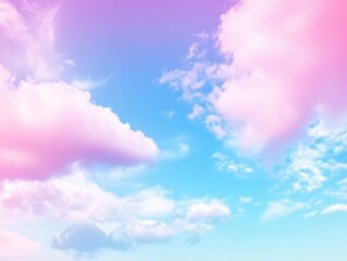 Soft Pink and Blue Sky with Whimsical Clouds Under Gentle Daylight