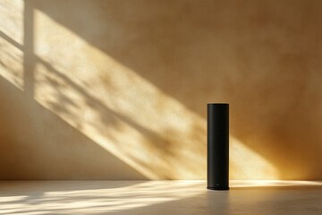 Black speaker stands against a white wall, addressing a diverse audience in a modern conference room.