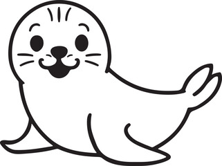 Seal Line Art Vector Illustration Graphic