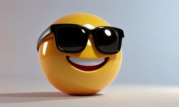 Cool Smiley Face with Sunglasses: A 3D Rendered Emoticon