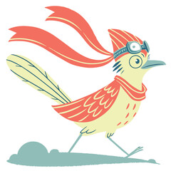 Obraz premium Fun and charming roadrunner illustration with a letter, perfect for designs related to kids, animals, or imaginative storytelling.