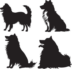 Shetland Sheepdogs Silhouette Set Vector Illustration Graphic