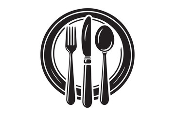 Dinner Plate, Fork and Knife Silhouette 