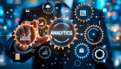 Modern Data Analytics Technology Concept, Digital Data Analysis and Business Intelligence, Business Analytics and Data Visualization Illustration
