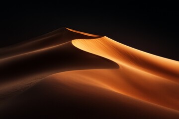 Sand dunes glow under the warm light of dusk showcasing the elegance of nature's patterns in a desert landscape