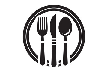 Dinner Plate, Fork and Knife Silhouette 