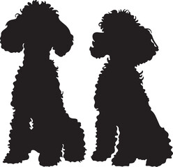 Toy Poodles Sitting Silhouette Set Vector Illustration Graphic