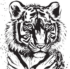 Tiger Face Stylized Stencil Vector Illustration Graphic