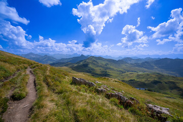 Fototapeta premium Mellental in the Bregenzerwald Region, State of Vorarlberg, Austria, Path from Sünser Spitze