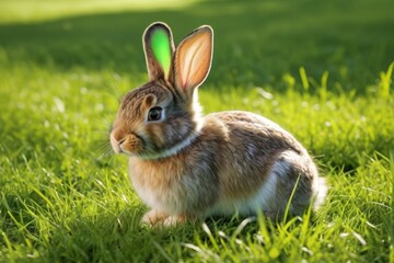 Fototapeta premium there is a rabbit that is sitting in the grass