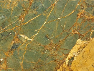 Detailed Green Marble with Golden Veins and Textured Surface