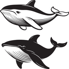 Whale Stylized Set Vector Illustration Graphic