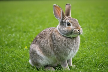 there is a rabbit that is sitting in the grass