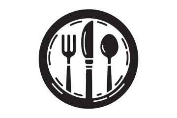 Dinner Plate, Fork and Knife Silhouette 