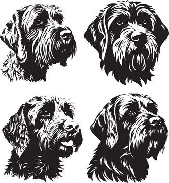 Wirehaired Pointing Griffon Dog Stylized Set Vector Illustration Graphic