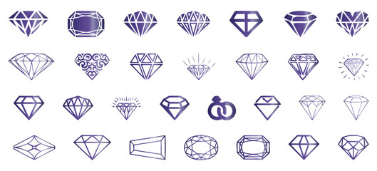 Ddiamond jewelry shape icon set