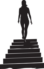 Woman Walking Up Stairs Silhouette Vector Illustration Graphic