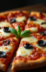 Italian pizza with tomatoes and cheese close-up