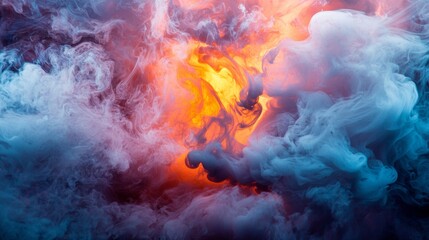 Fototapeta premium Dramatic smoke cloud with vivid colors