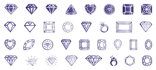 Ddiamond jewelry shape icon set