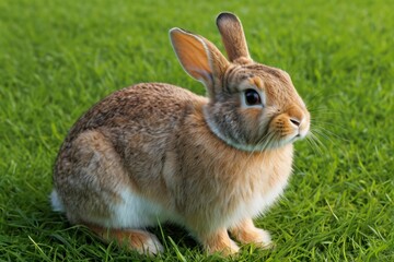 Fototapeta premium there is a rabbit that is sitting in the grass