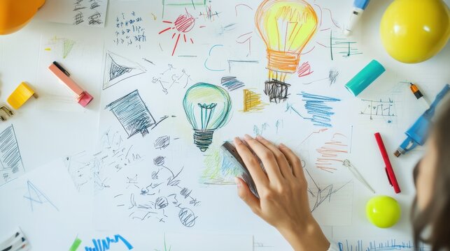 Entrepreneur organizing new business ideas and strategies on a tablet in a clean office space