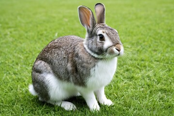 Fototapeta premium there is a rabbit that is sitting in the grass