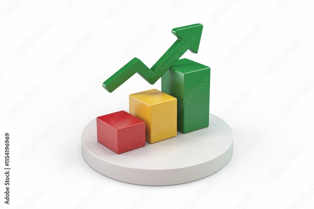 Poster Upward trending bar graph showing growth and progress with three colorful blocks.