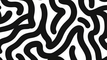 Obraz premium Abstract Black and White Wavy Line Pattern on White Background
