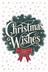 This festive design showcases an artistic representation of Christmas wishes with elegant lettering surrounded by shimmering gold stars, perfect for holiday cards or decor.