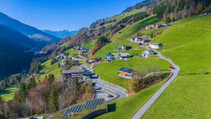 Naklejka premium The village of Sonntag in the Gross Walsertal, State of Vorarlberg, Austria